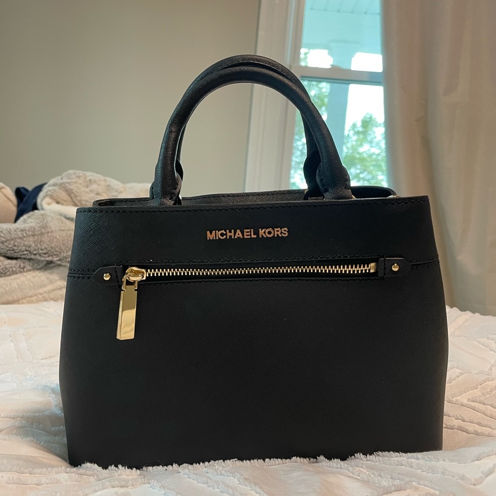 Black Michael Michael Kors Saffiano Leather Satchel